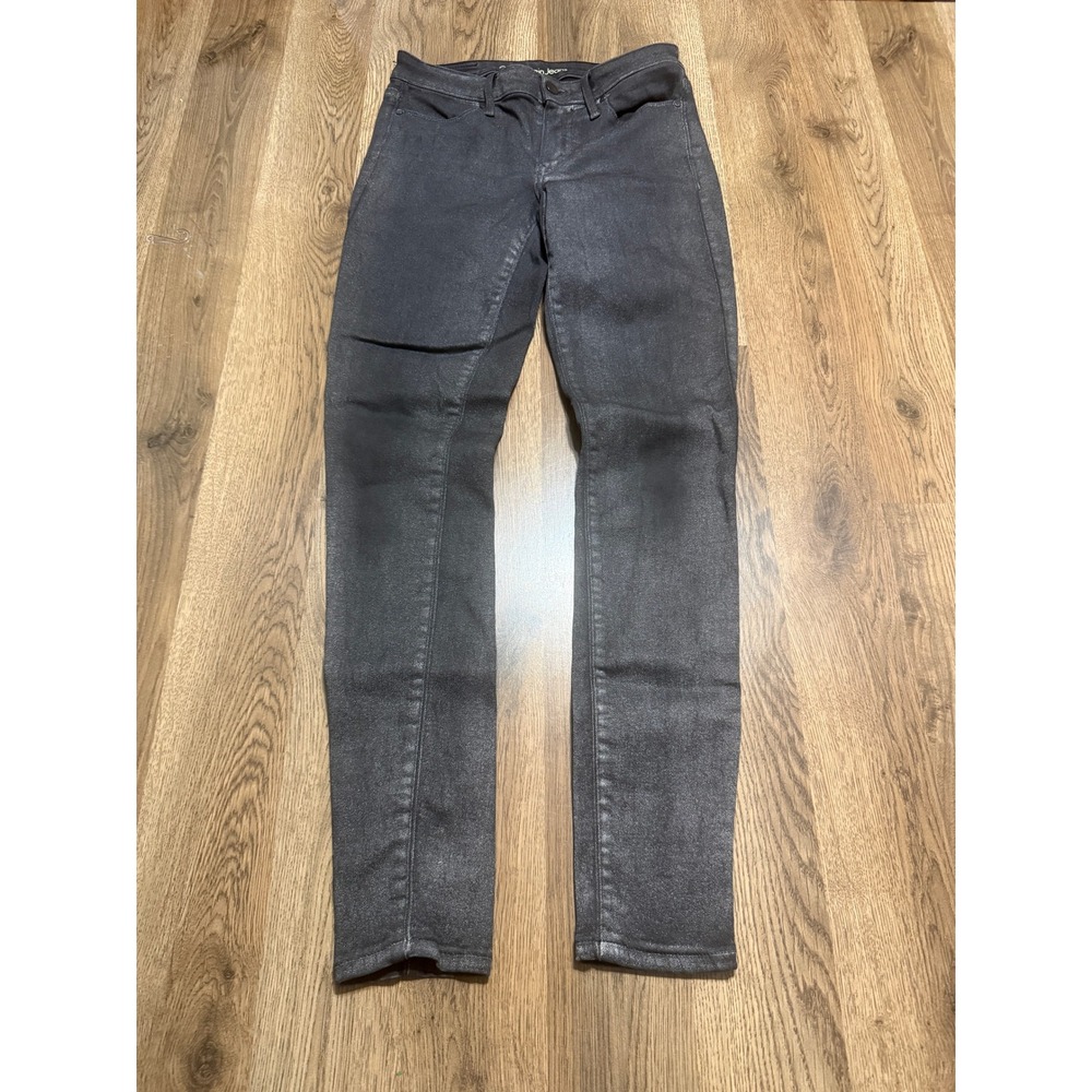Calvin Klein Jeans W28 Legging Women Size 28 Black Denim Pants Coated Metallic